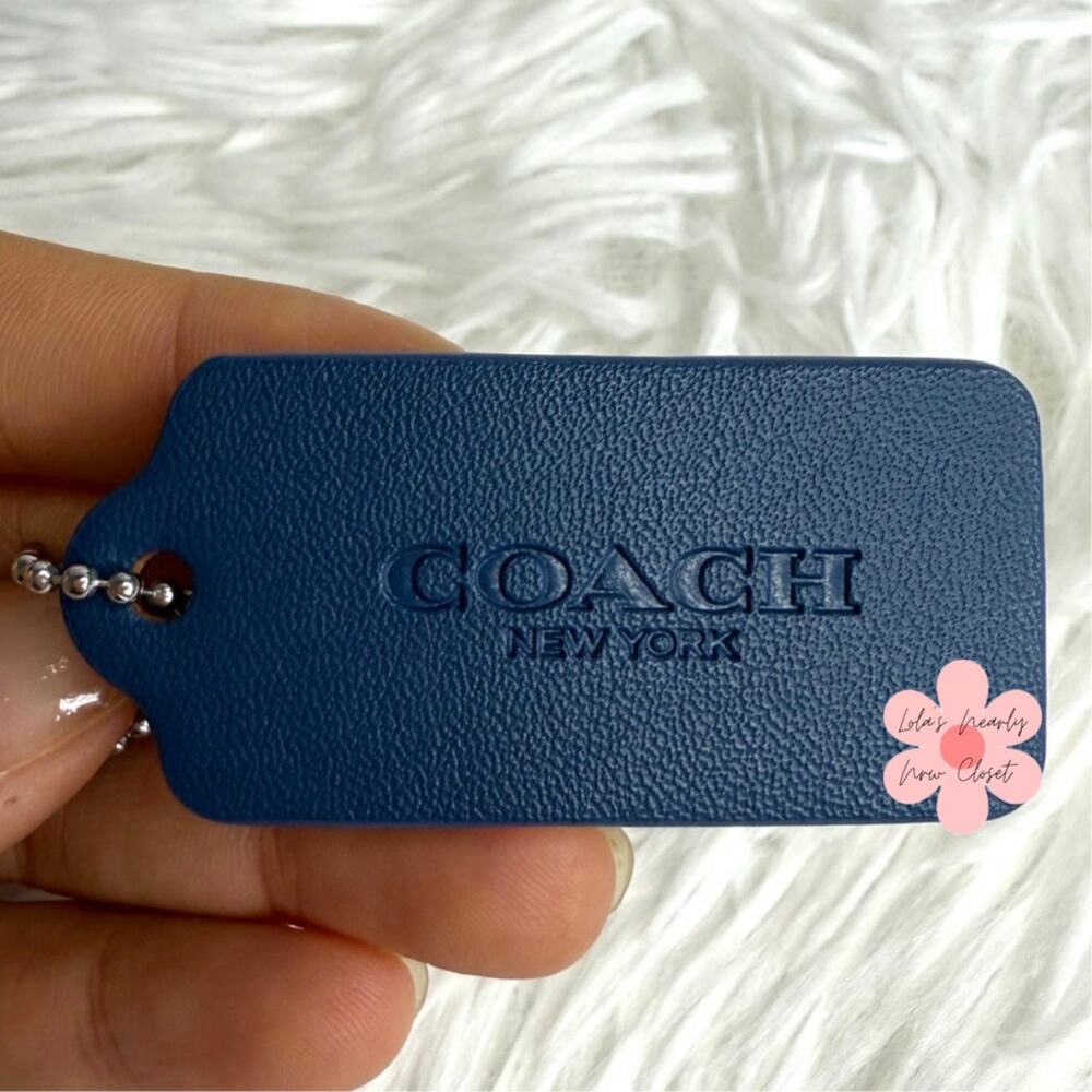 2" Coach Blue Fob Bag Charm Hang tag Hangtag